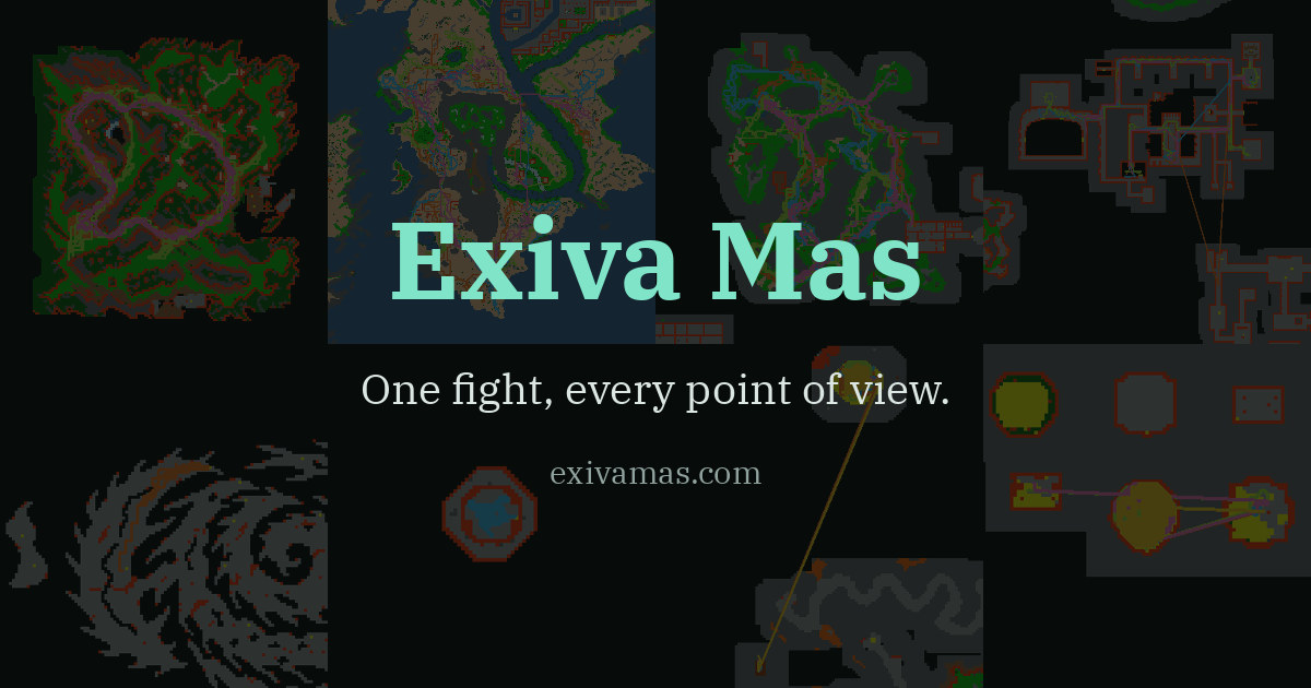 Thumbnails from several published Tibia hunts, each one replayed on the world map